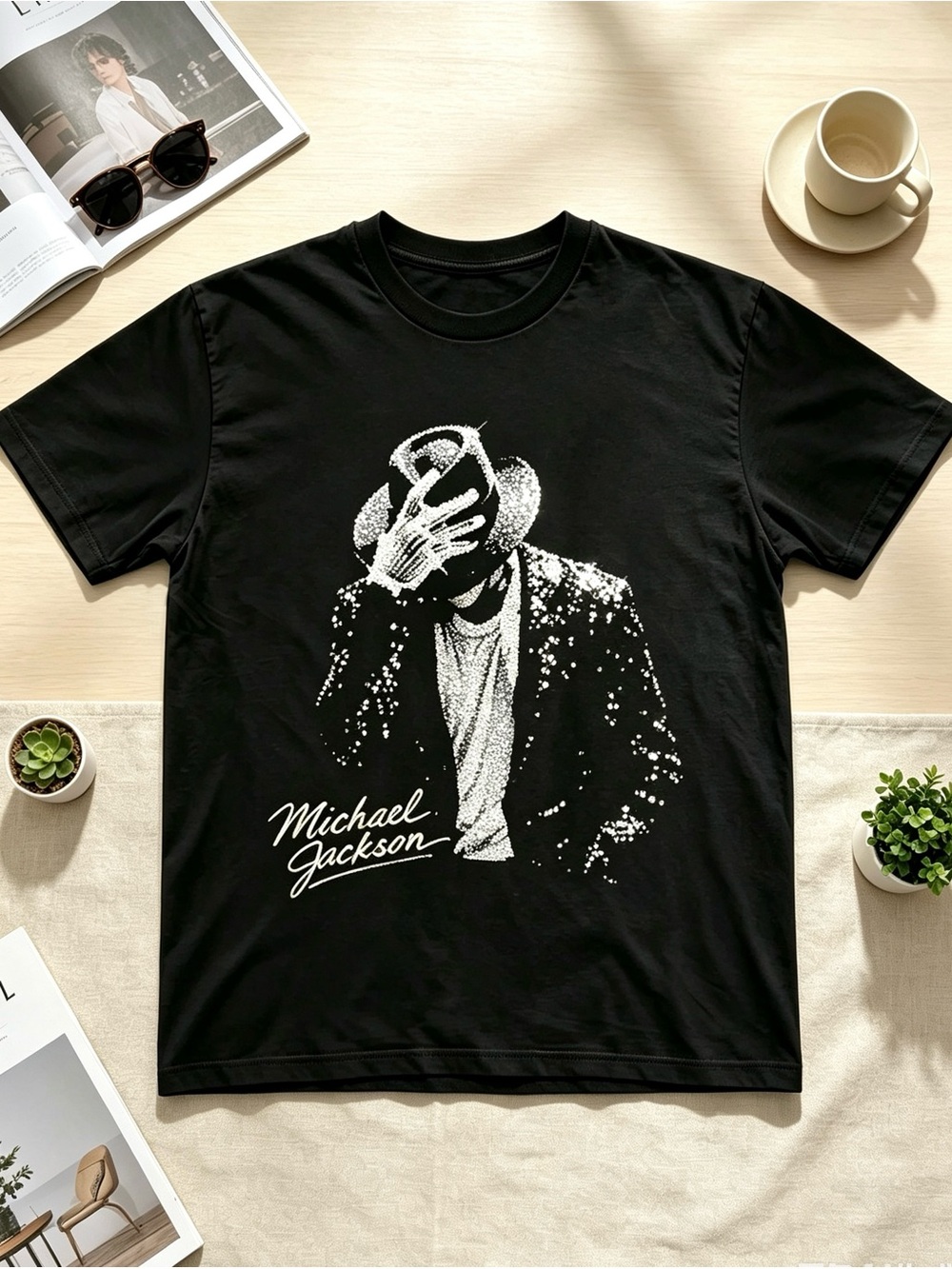 Black Short Sleeve Graphic Tee with Signature Print